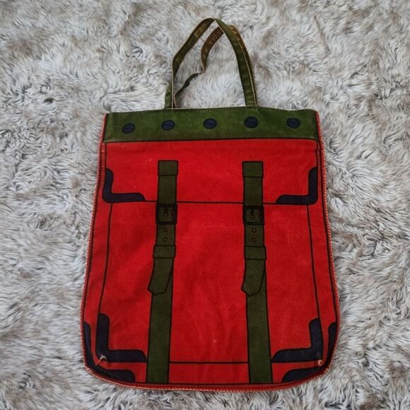 Roberta di Camerino‎ Vintage Velvet Trompe L'oeil Tote Bag Red, Green, and Blue - Picture 2 of 11